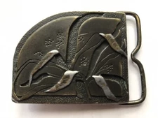 Vtg Bergamot Brass Works Belt Buckle U-49 Flower 1976 Darien Wisconsin USA