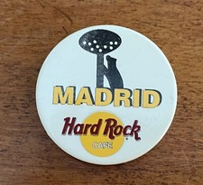 Hard Rock Cafe Madrid pinback with bear and strawberry tree