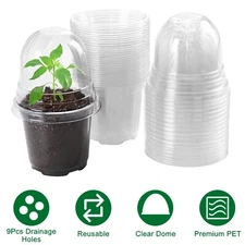 30 Pack Clear Nursery Pots with Humidity Dome 3.5" Planter Seed Starter Pots