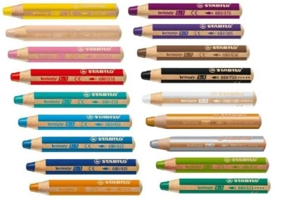 18 Stabilo Woody Buntstift 3 in 1 Holz Multitalent-Farbstift rund Fenster Stift