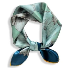 100% Mulberry Silk Neck Scarf - 21'' x 21'' Lightweight Neckerchief - Women M...