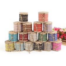 DIY Natural Jute Burlap Ribbon Mixed color Hessian Lace Trim Wedding Decor 2M