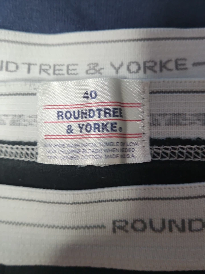 4 Roundtree Йорк мужской 40 трусы мульти нижнее белье полный вырез 100% хлопок винтажный - Изображение 2 из 4