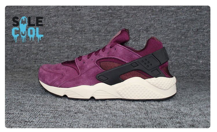 Nike Air Huarache Run Bordeaux Black Lite Bone Premium Mens Shoes