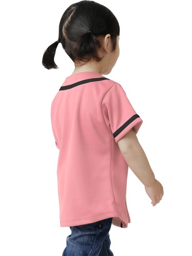 Kids Baseball Button Down Jersey Stripe Toddler Boys Girls Tee Uniform Sports - Picture 17 of 29