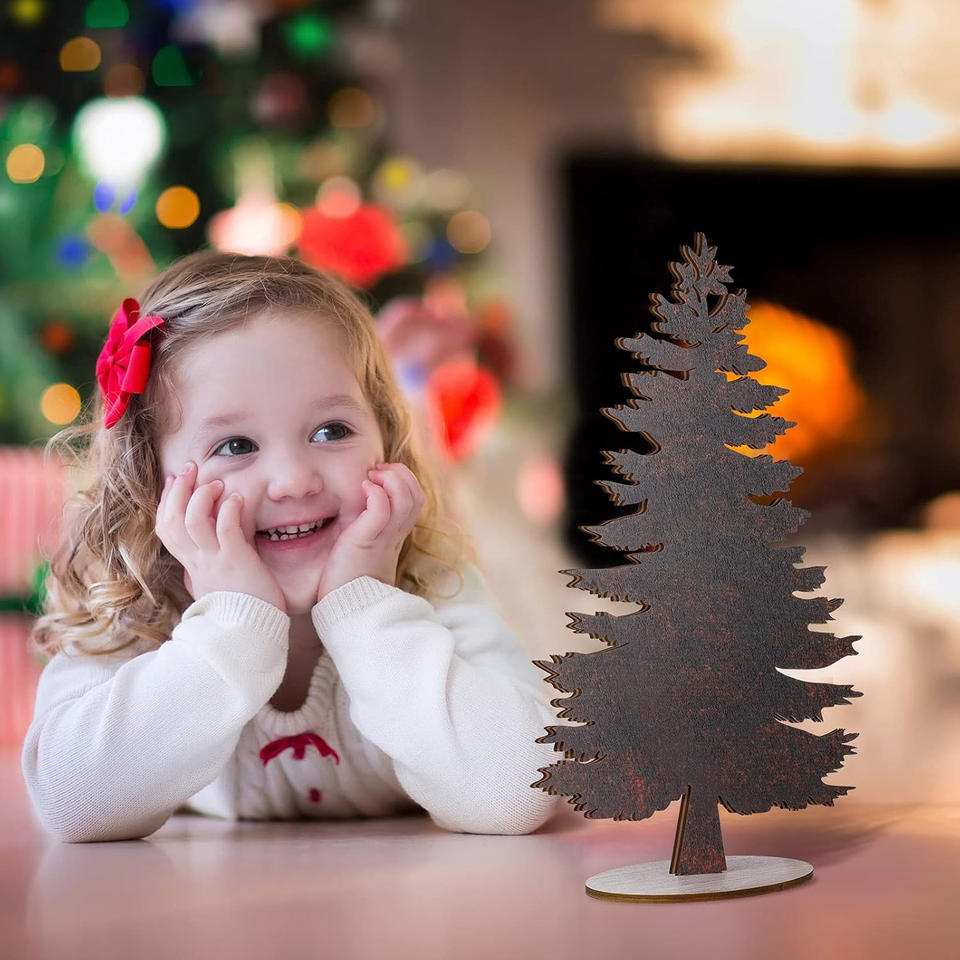 3 Pieces Wood Table Christmas Tree Miniature Pine Trees Mini Christmas