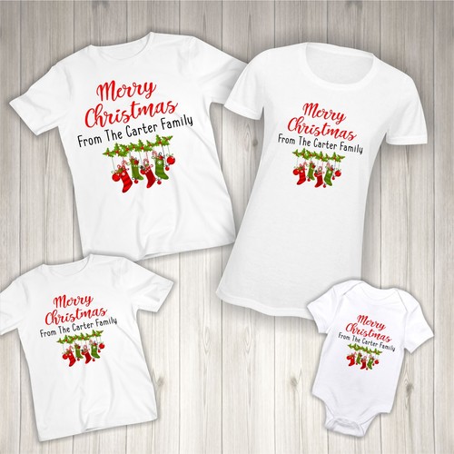 Camisetas personalizadas de Feliz Navidad Camiseta juego apellido Body | eBay