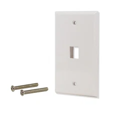 50 Pack Lot 1 port Hole Keystone Jack Wall Plate Smooth Surface White