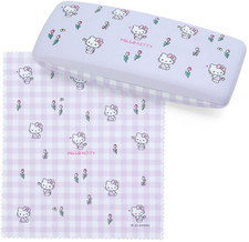 Sanrios Hello Kitty Glasses Case Hard Protector Eyeglass Sunglass w/ Wipe JAPAN