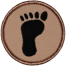 Black Footprint Patrol Patch  - 2" Round Embroidered Patch