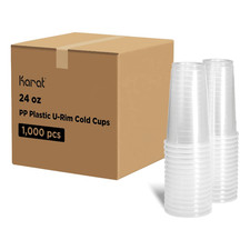 Karat 24oz - 1,000 ct 95mm Diameter Translucent PP Plastic U-Rim Disposable Cups
