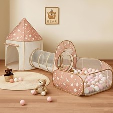 3 in 1 Kids Play Tent with Tunnel, Pop Up Play Tent with Ball Pits for Toddle...
