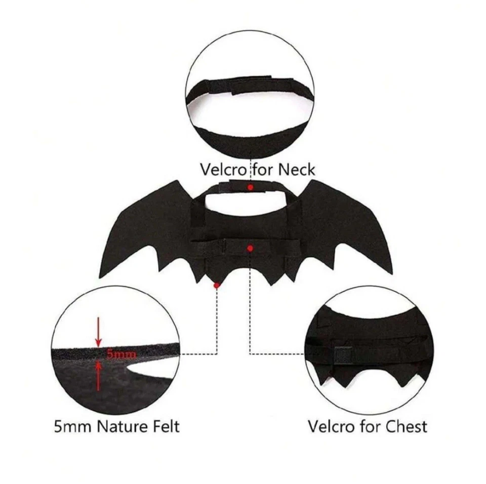 Cat Bat Wing Pets Halloween Costume Soft Polyester for Cat & Small Dog Halloween - Image 2 of 4