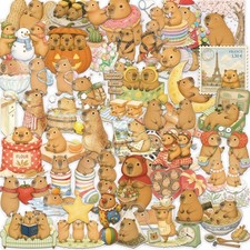 50 Pcs Cute Capybara Stickers Waterproof Transparent PET Journal Supplies for St