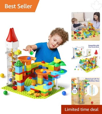 STEM Building Block Marble Maze with Motorized Elevator - Creative Fun for Kids
