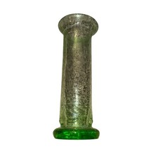 Hand Blown Green Bubble Glass Vase 10" Crackle Glass Green