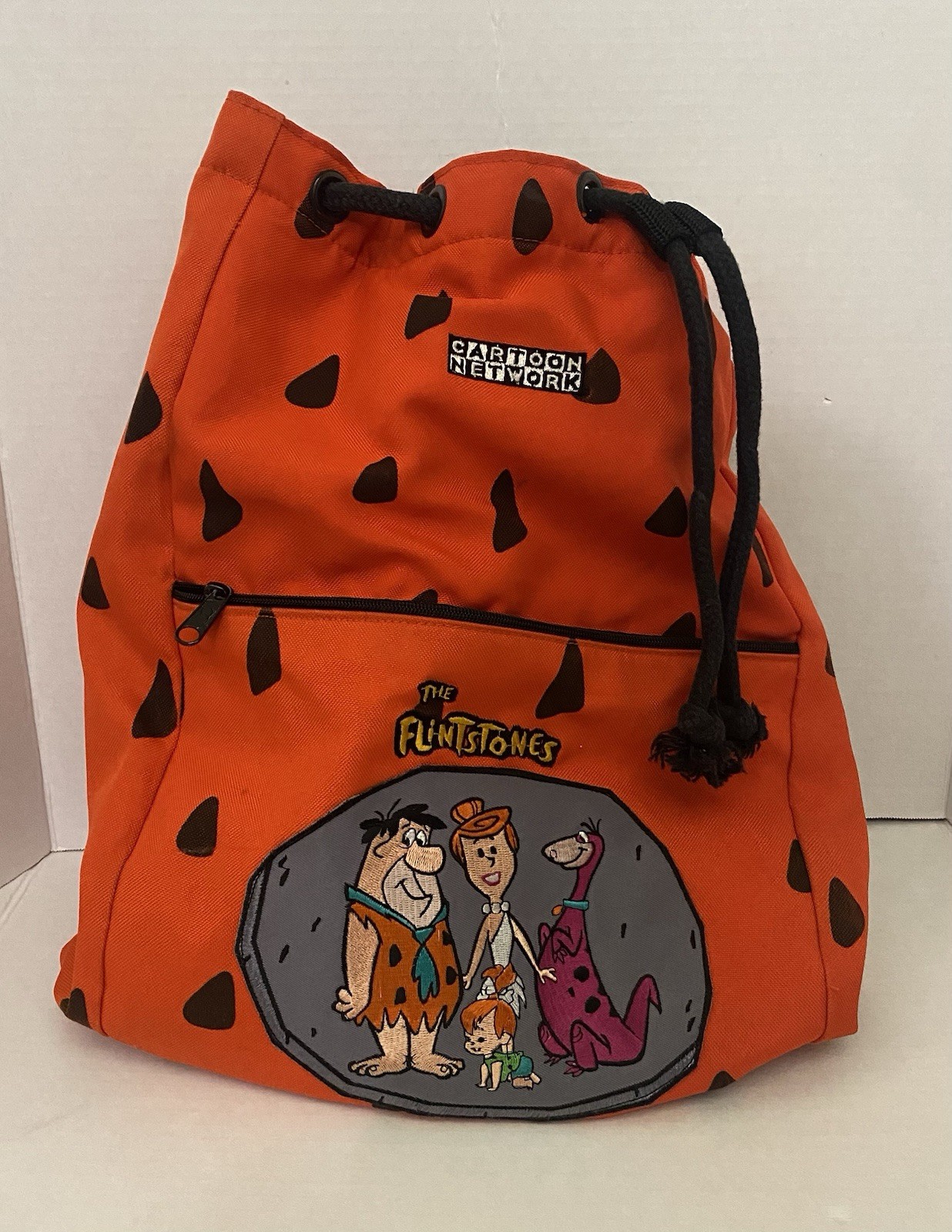 Vintage Flinstones Drawstring Backpack Cartoon Ne… - image 1