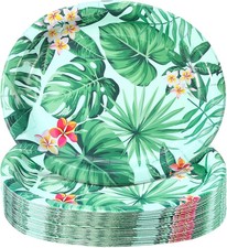 50 Pcs Hawaiian Luau Oval Paper Plates 10" X 12" Hawaiian Tropical Disposable Pl