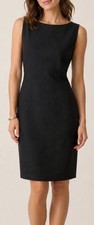 Talbots Women 10 Irish Linen Dress Solid Black Breathable Sleeveless Knee Length