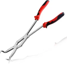 Extra Long Nose Hose Grip Pliers 13" Spark Plug Reach Black & Red 