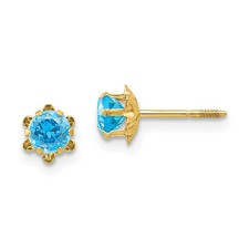 14k Yellow Gold 4mm Cubic Zirconia Birthstone Dec Stud Earrings 0.32gm