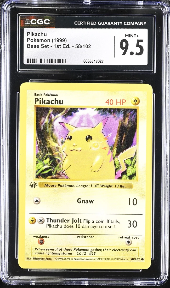 Pokémon TCG Base Set Pikachu Grade 9.5 Individual Collectible Card