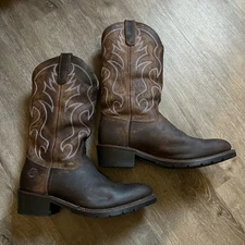 Mens Double H Aeroglide 7 Brown Leather Western Roper Boots Size 8.5