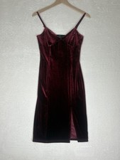 Forever 21 Slip Dress M Red Burgundy Velvet Stretch Whimsigoth Dark Fairy Party