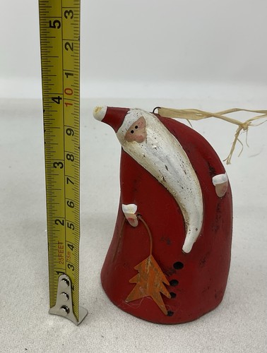 Vintage Porcelain Or Clay Leaning Folk Art Santa Ornament 4" - Picture 5 of 6