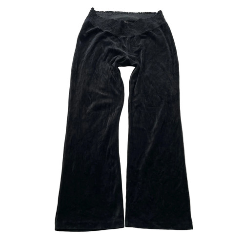 Vintage Juicy Couture Womens Black Velour Flared Track Pant Elastic Waist Size L