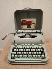 RARE VINTAGE 1960's Hermes 3000 Seafoam Green Typewriter & Manual Switzerland thumbnail