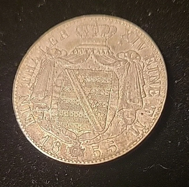 Thaler 1855 F "Mining" (Saxony-Albertine, John) - Image 3 of 4