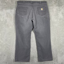 Carhartt Rugged Flex Canvas Work Pants Mens 42x30 Gray Relaxed Fit 5-Pocket