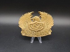 Vintage 1980 Harley-Davidson Baron 6229 Solid Brass Belt Buckle Shield Eagle