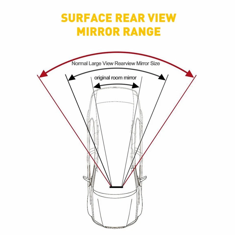 17in Universal Interior Clip On Clear Rear View Mirror Wide Angle Tint Mirror - Image 4 of 4