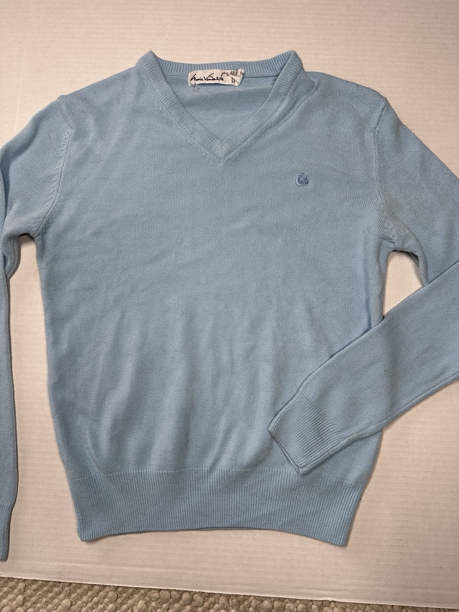 Gloria Vanderbilt Swan Sweater Womens XS Girls Kids L Light Blue V