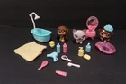 Littlest Pet Shop Squeaky Clean Pets 663 664 665 COMPLETE SET Chimp Cat Basset