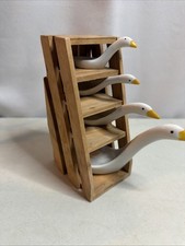 Vintage Avon 80s Duck Geese Measuring Spoons With wood Holder Excellent