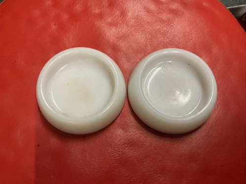 2 Vintage Hazel Atlas Milk Glass Furniture Caster Cups