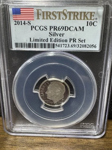 2014-S ROOSEVELT DIME 10C PCGS PR69 DCAM FIRST STRIKE PROOF SET - NO RESERVE!!