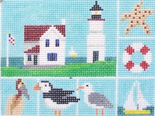 Lighthouse Patch Hand Painted Needlepoint Canvas