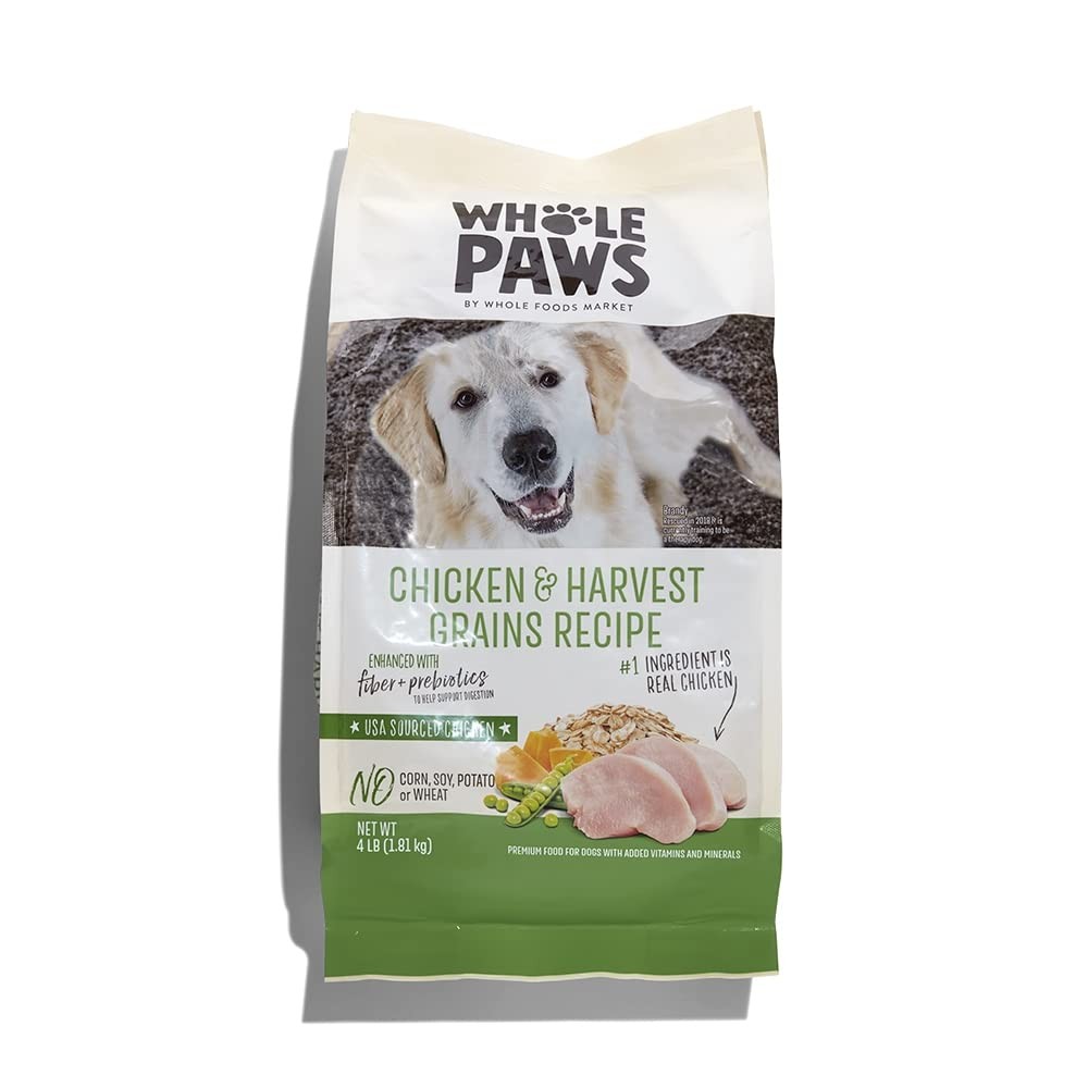 Whole Paws, Dry Dog Food, Chicken & Harvest Grains 4 Pound (Pack of 1) 