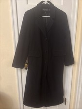 FORECASTER OF BOSTON Women's 10 Black LambsWool Cashmere Long Pea Coat
