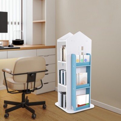 360° Rotating Blue Bookshelf 4-Levels Of Children's Bookshelves Reading Corner
