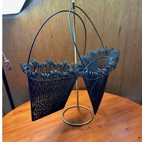 Set of Two Southern Living Black Wire Wall Pocket Hanging Baskets