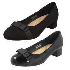 Ladies Spot On Block Heel Formal Wide Fit Court Shoes  "F9R0151"