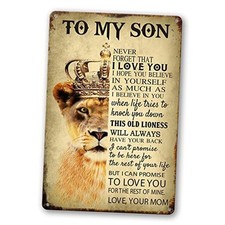 To My Son Gifts From Mom Inspirational Sign Wall Art I Love You Son Tin gift1