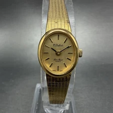 Lucien Piccard Dufonte Watch Women 16mm Champagne Dial Gold Tone Oval New BattA1