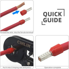 Ferrule Crimping Tool, Square Crimper Pliers for 10 to 22 AWG Wire Terminals,...