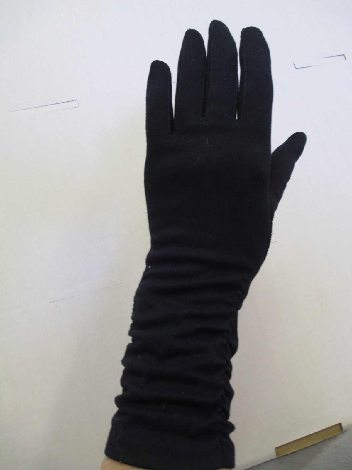 VTG LADIES GLOVES LONG RUCHED BLACK DRESSY HANSEN… - image 8